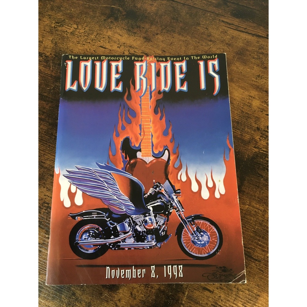Love Ride 15 Program 1998 Jay Leno Signed In Person California 11‑8‑1998 No COA